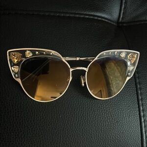 Jimmy Choo Cat-Eye Sunglasses with Gold and Black Accents